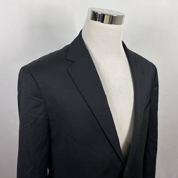 Joseph Abboud 44L Sport Coat REDA Super 110s Wool Black Two Button Double Vented - Picture 1 of 9